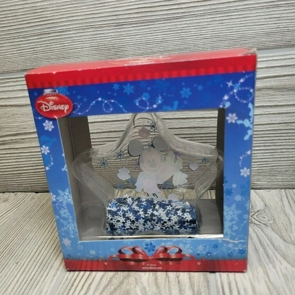 Disney Mickey Mouse‎ Christmas Ornament Clear Star Confetti Filled Holiday
